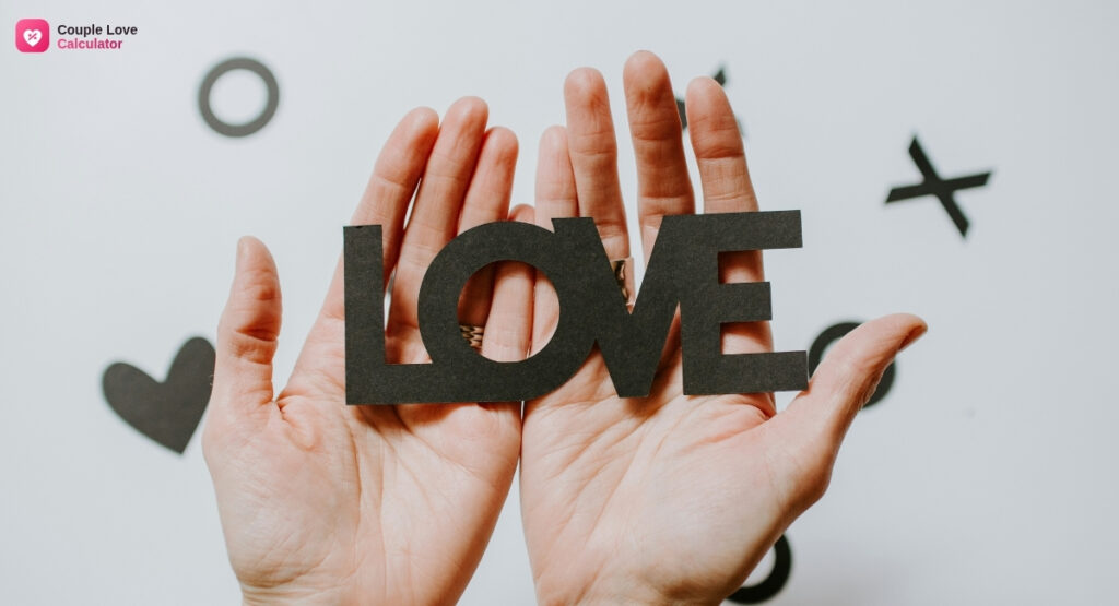 Couple love calculator result displaying a love percentage score